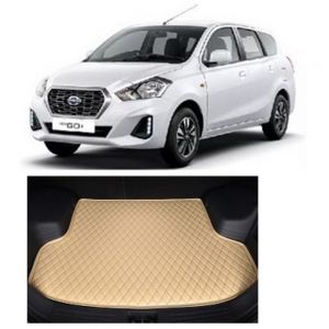 7D Car Trunk/Boot/Dicky PU Leatherette Mat for	Datsun Go Plus - Beige